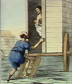 A man opening the door of a woman's bathing machine, the wom Credit: Wellcome Library, London. Wellcome Images images@wellcome.ac.uk http://wellcomeimages.org A man opening the door of a woman's bathing machine, the woman in side looks shocked and angry; the man claims he thought it was his machine. Coloured lithograph by Br. Published: - Copyrighted work available under Creative Commons Attribution only licence CC BY 4.0 http://creativecommons.org/licenses/by/4.0/